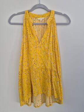 SIM & SAM Floral Tank Top – Yellow – Size L